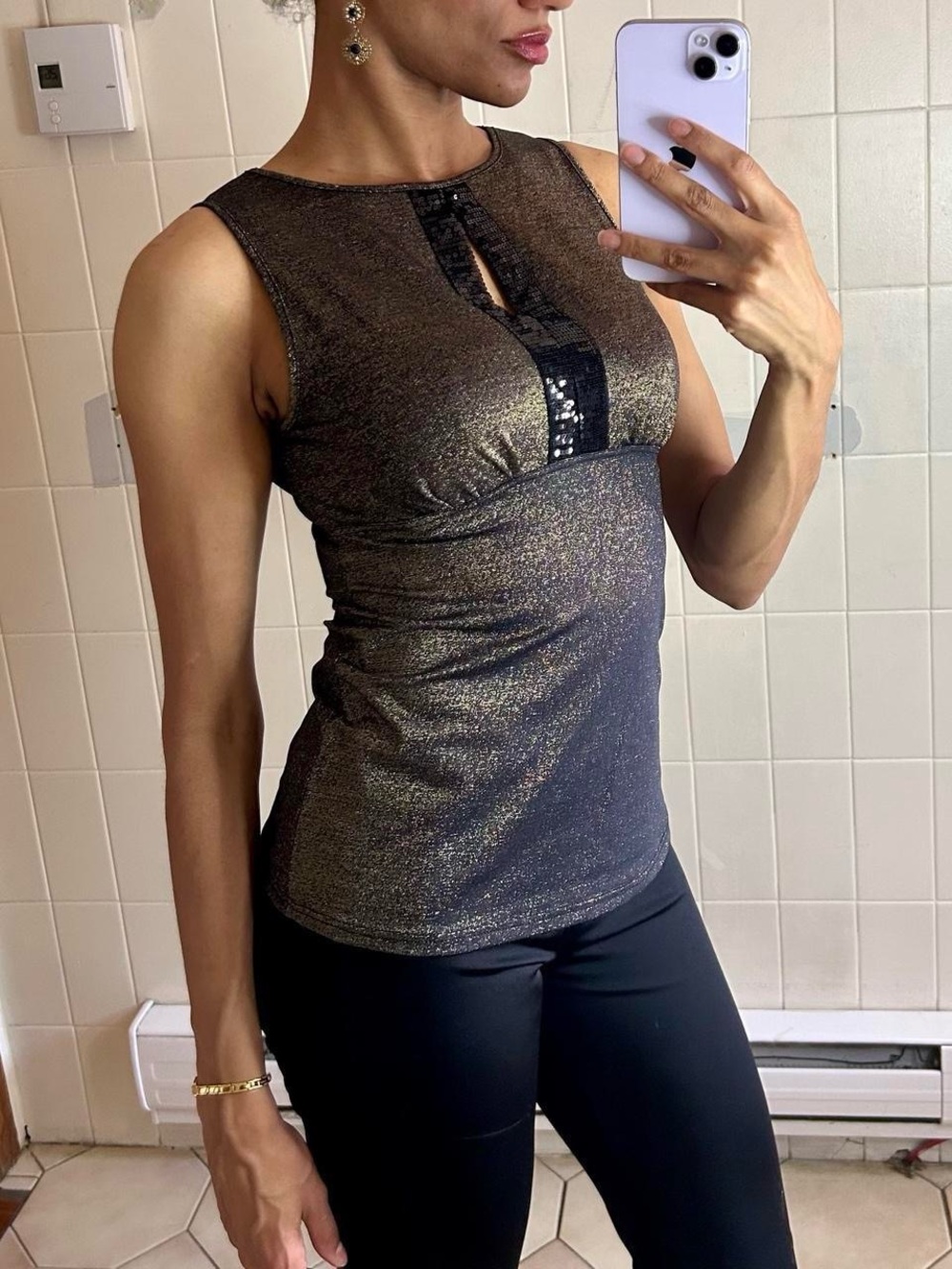 Arianne Metallic Shimmer Sequin Top
